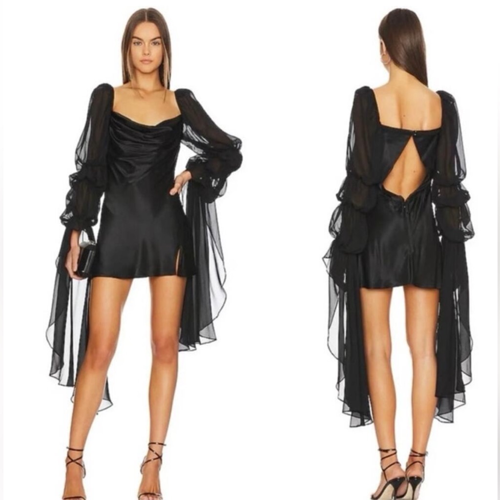 Nwt For Love & Lemons Black Willow Mini Dress (S)